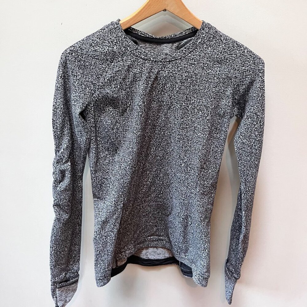 Lululemon Runderful Long Sleeve Reconnect Jacquard Running Luon White Black - Sz